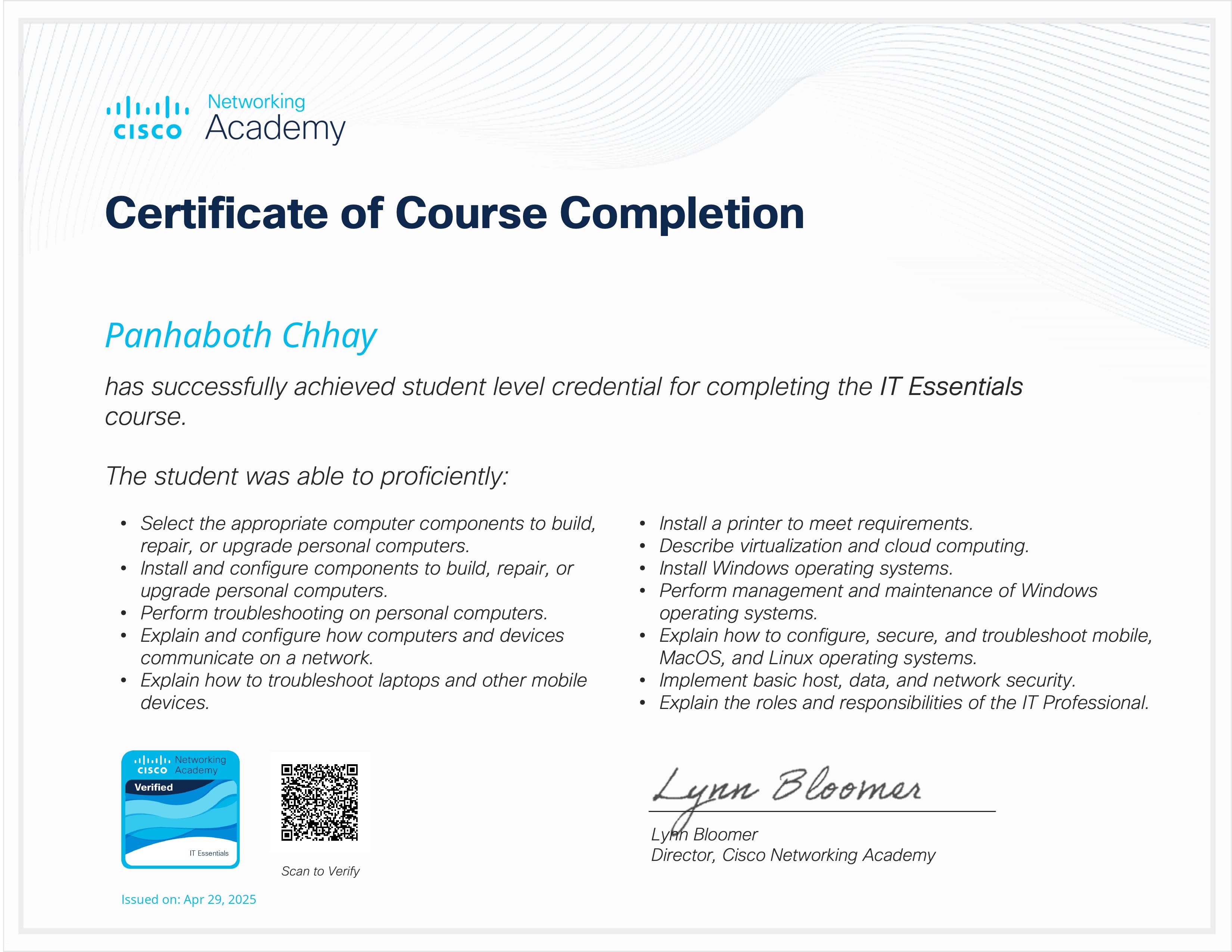 IT Essentials Certificate